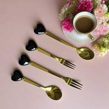 1/2/4/6 pièces Set de fourchette et de cuillère en acier inoxydable de luxe - Couverts mini élégants avec finition miroir - Idéal pour le thé de l'après-midi, les mariages, les cafés et les voyages - Cadeaux de vaisselle haut de gamme pour les femmes, les remises de diplômes, la fête des mères et les anniversaires - résistants à la rouille