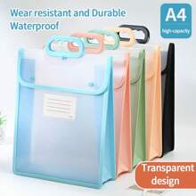 1pc A4 Double-Layer Handbag For Students, Transparent Thickened Multi-Function File Folder, PVC Waterproof Study Pouch, Large Capacity, Minimalist Desk Organizer, Stationery Supplies Subject Classification Bag, Suitable For Daily Commuting,Back To School,School Supplies