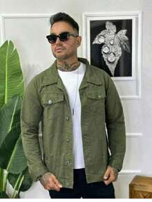 Men's Denim Jacket - Verde militar - Ver 3
