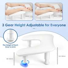 TOEDO Manicurist Armrest: U-Shaped Height Adjustable Large Super Fine Fiber PU Leather Hand Rest Pillow, Suitable For Professional Nail Salons - Acrylic Nail Armrest Pad - White - View 2