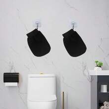 Luvas removedoras de pele morta com cordão para pendurar, luvas esfoliantes para corpo e rosto, luvas de banho massageadoras dupla face, pretas