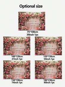 1pc Customized Wedding Arch Backdrop With Floral Decoration, Personalized With Name And Date