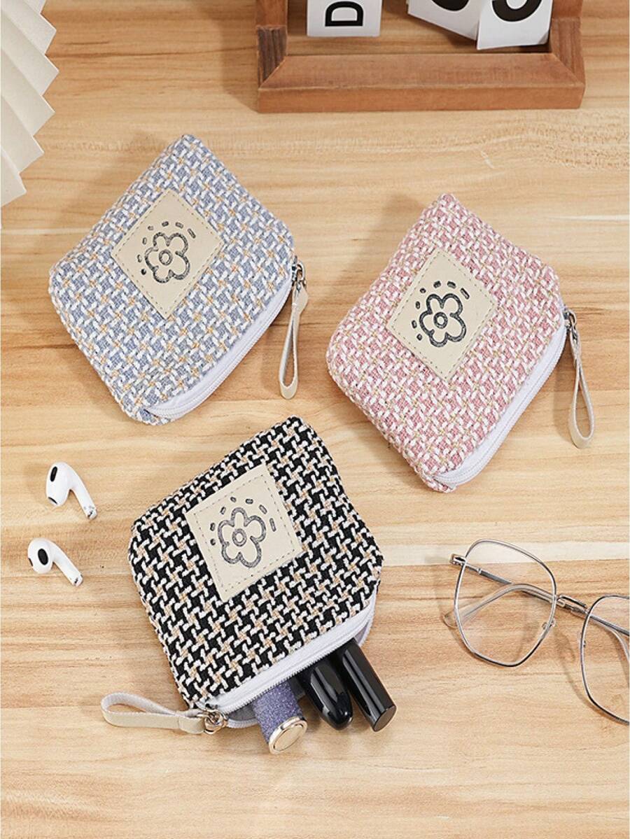 New Compact Women Wallet, Portable Chic Coin Purse, Card Holder, Lipstick Case, Charger Organizer, Bluetooth Earphone Pouch