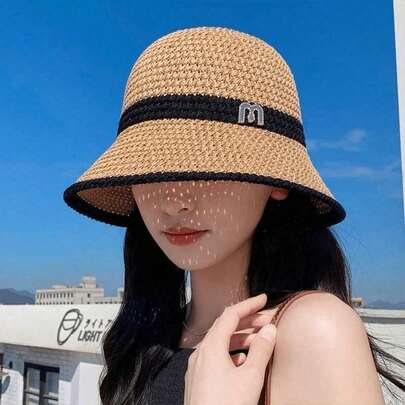 1 件女士纯色休闲渔夫帽，简约休闲优雅外观，时尚百搭透气遮阳帽，适合户外活动和日常穿着