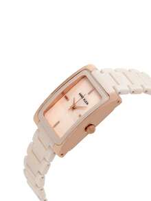 Anne Klein 女士手表方形表壳陶瓷手链表 AK 女士手表 手链表 浅粉色 AK/2952LPRG