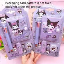 Sanrio Conjunto de papelaria Sanrio Hello Kitty & Friends - 1 peça - Mini bloco de notas pautado com caneta marca-texto e fita adesiva, presente perfeito para estudantes, Kuromi, coisas da Kuromi, brinquedos, volta às aulas