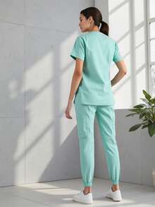 Uniforme Quirúrgico  Mujer Cómodo Alta Calidad Tela antifluidos Elastico Colorido Filipinas Set Dos Piezas Jareta - verde menta - Ver 2