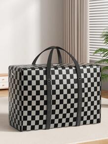 1 pièce Sac de voyage noir, sac de rangement de vêtements grande capacité, sac de rangement de couette, sac de rangement pliable, sac d'emballage pour déménagement, sac de rangement de vêtements, sac de rangement saisonnier, poignée renforcée à double fermeture éclair pour le déménagement, sac de rangement divers, accessoires de stockage pour déménagement