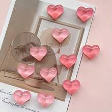 10pcs Pink Heart-Shaped Fridge Magnets For Kitchen, Office Whiteboard, Cabinets And Dishwashers - Delightful Home Decor, Perfect Holiday Gift, Mini Refrigerator Magnet