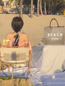 Túi tote vải lanh dung tích lớn với họa tiết chữ "Beach" (bãi biển), túi mua sắm cỡ lớn tiện dụng, túi xách tay quai vải lanh, túi đựng đồ đa năng, túi quà tặng cá nhân hóa, thích hợp cho du lịch, mua sắm, kỳ nghỉ, tựu trường, tiệc tùng, và là món quà lý tưởng cho Ngày của Mẹ, sinh nhật, Ngày Nhà giáo, kỷ niệm, ngày lễ và các bữa tiệc. - Màu Khaki - Xem 6