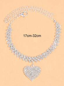1PC Women's Simple And Premium Copper Inlaid Rhinestones Love Foot Chain Bracelet Accessories Wedding Party Fashion Jewelry