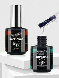 Set 2 straturi de bază și top coat cu gel fără ștergere - finisaj strălucitor și de lungă durată, lampă LED pentru unghii cu înmuiere, bază și top coat cu gel, finisaj pentru unghii, design și manichiură, cadouri pentru femei