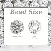 10/20/30/50/100 pièces Perle de strass plat en verre blanc de 10 mm, boule à facettes Disco, convient pour la fabrication de bijoux, bracelets DIY, colliers, boucles d'oreilles et travaux d'artisanat