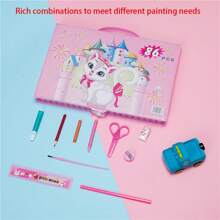 150 pièces Set de peinture pour enfants, Fournitures d'art dans une boîte colorée, Set d'outils de peinture, dessin et écriture, comprenant des pinceaux, crayons, stylos aquarelle, crayons de couleur, ciseaux, règle, jouets de dessin Montessori, cadeau scolaire, anniversaire, Noël, Halloween, Pâques, Thanksgiving