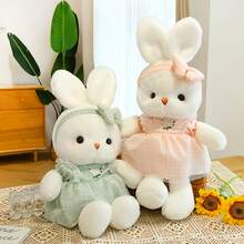1 件 40 厘米/15.8 英寸可爱兔子毛绒娃娃穿裙子、睡枕、白兔公主舒适毛绒动物、生日情人节圣诞礼物 - 彩色 - 查看 5