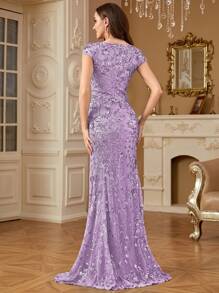 hezixi Elegant Sequin Sexy Evening Dress For Women Long Mermaid Formal Prom Luxury Wedding Party Cocktail Gowns Women's Dresses, For Wedding Guest