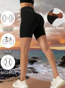 1pc Low Impact High Elasticity Hip Lifting Shaping Summer Style Sports Yoga Shorts High Waist Seamless Tummy Tucking Design Solid Color Fashion Simple Sports Ieggings For Outdoor Fitness Running Workout Cycling Biking Boxing Elastic Shorts Thin Soft Quick Drying Breathable Sweat Wicking Gym Sweat Pants
