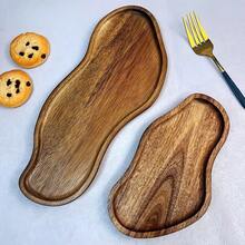 Bandeja con forma de cacahuete de madera de paulownia estilo granero, bandeja de madera natural multiusos, apta para aperitivos, pan, pasteles, postres, café, frutas, decoración de mesa de café, utensilios de cocina, excelente para cumpleaños, fiestas, bodas