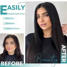 Clip In Hair Extensions Real Human Hair  Straight Brazilian Remy Human Hair Clip In Hair Extensions For Women (1B 26Inch) - Natural Black - View 2