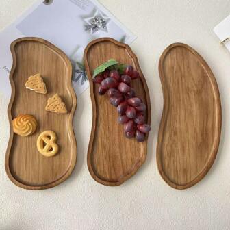 High-Quality Asymmetrical Red Wood Serving Tray, Suitable For Home Decoration, Desserts, Snacks And Fruits, Suitable For Various Holidays