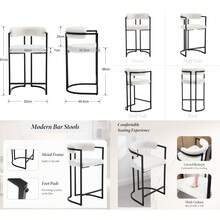 Chairus Kitchen Stools Velvet Set Of 2 Bar Stools Breakfast Modern Counter Sofa Height High Stools With Metal Frame Dining Chairs, Dining Table And Chairs - White - View 8