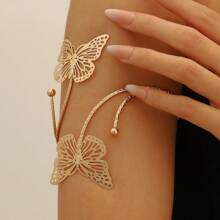 [Accesorio de brazo elegante para mujer] Brazalete de brazalete con forma de estrella de mar, mariposa y flores, brazalete abierto con forma de estrella de mar para vacaciones en la playa, brazalete de aleación de moda estilo Ins, joyería personalizada y exagerada de brazalete creativo adecuado para mujeres, vacaciones en la playa