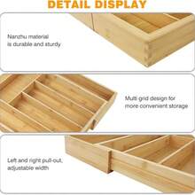 Royalswill Cutlery Organiser Box, Extendable Kitchen Utensil Storage Tray, Crafted From Natural Bamboo Weave, Multi-Compartment Storage Tray, Neat And Attractive, Suitable For Organising Various Cutlery Items, Ideal For Drawer Storage - Cutlery Drawer - View 3