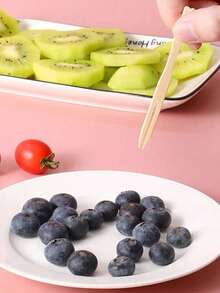 100pcs Disposable Wooden Fruit Picks, Suitable For Kitchen, Restaurant, Party, Holiday Celebration, Christmas - Beige - View 3