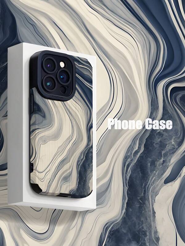 Wave Ripples 1pc Gradient Ombre Design Faux Leather Textured Soft Protective Phone Case Compatible With Apple &