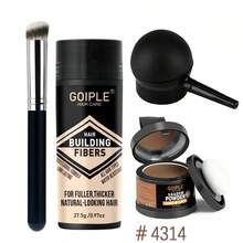 GOIPLE 27.5g Hair Fibers + Hairline Powder 4-Piece Set - Fills In Sparse Hair, Instantly Thickens Hair Volume - 5g Hairline Shadow Powder, Waterproof Root Cover Up, Lace Wig Repair Serum, For Filling In Sideburns, Mustache And Eyebrows, With Mirror And Sponge Applicator - Hairline Powder Brush And Fiber Spray Styling Tools - Fiber+Powder 4pcs - 查看 12