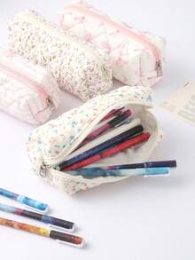 1pc Bow Pencil Case, Creative Floral And Bow Pattern Design, Beautiful Pencil Case - Suitable For Study Stationery Storage And Desktop Organization Decoration, Daily Portable Storage Bag, Beautiful Gift For Friends,Back To School,School Supplies,Pencil Pouch,School Bag - Multicolor - View 3