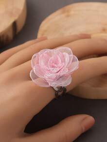 1 件哥特式蕾丝花朵单环戒指，优雅复古开放式设计，适合女性