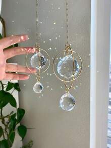 1 件装太阳银河捕梦网阳光棱镜吊坠闪耀阳光花园挂饰透明水晶适用于前门窗户