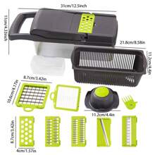 16 In 1 Food Chopper 8 Blades Cutter With Container, Vegetable Onion Chopper, Multipurpose Chopper, Fruits Vegetable Cutter, Chopper For Kitchen, Kitchen Accessories, Onion Chopper Dicer, Food Chopper For Potato