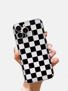 Checkerboard Phone Case, Checkerboard Pattern Lens Protection Transparent TPU Phone Case, 360 Degree Protection, Compatible With, 16, 16 Pro Max, 16 Pro, 16 Plus - Multicolor - View 8