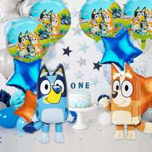 10PCS Blue Dog Foil Balloons, Blue Shaped Character Balloons For Birthday Party Supplies