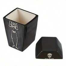 Halloween Earthenware 28-Ounce Coffin Shaped Skeleton Treat Food Storage Jar - Variant1 - View 5