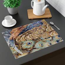 1/4/6 piezas Manteles individuales lavables de lino con estampados, salvamanteles protectores para mesa de interior y exterior, adecuados para vacaciones, fiestas, cocina