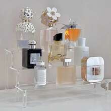 1 pieza Estantería de exhibición trapezoidal de acrílico DIY, para vacaciones en la playa, colección de baño, colección de dormitorio, gran capacidad, bolsa de maquillaje, artículos de viaje esenciales - transparente - Ver 3