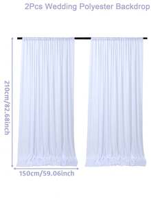 1 件/2 件白色婚礼背景窗帘，白色牛奶丝背景窗帘，白色涤纶摄影背景，适用于婚礼派对仪式舞台装饰、新娘派对、周年派对舞台装饰、淋浴生日派对家庭房间照片背景装饰白色缎面派对窗帘背景装饰、圣诞新年摄影道具