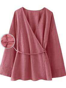 Women's Solid Color Minimalist Long Sleeve Jacket - Rose Red - View 5