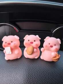2pcs/3pcs Car Interior Cute Little Pig Ornaments, Center Console, Instrument Panel, Rearview Mirror And Other Small Pig Ornaments Decoration - one-size - View 14