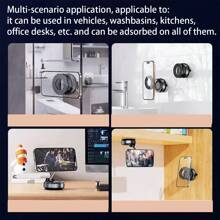 1 pièce Nouveau support de téléphone portable rotatif à 360 degrés avec ventouse magnétique à aspiration, support portable monté sur véhicule, surface lisse pour l'aspiration, fonctionnement à deux mains, réglage sur toute la plage et multi-angles, convient pour les véhicules, les tables et les murs