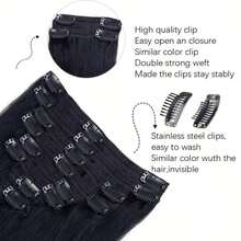 Clip In Hair Extensions Real Human Hair  Straight Brazilian Remy Human Hair Clip In Hair Extensions For Women (1B 26Inch) - Natural Black - View 5