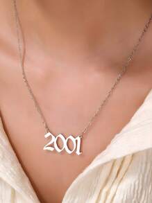 1pc Punk Stainless Steel Arabic Number 1980-2025 Year Pendant Necklace, Suitable For Men And Women, Birthday Gift For Family, Girlfriend, Best Friend