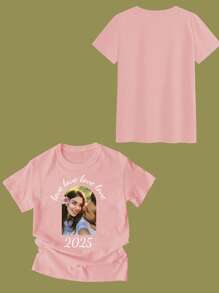 Îmbrăcăminte personalizată pentru femei, mărimi mari, primăvară/vară, personalizată cu fotografii cu prietenul/cuplul/animalul de companie/fratele/surorile/selfie-urile/familiei, text/binecuvântare/nume personalizat, topuri roz/fuchsia, 2XL 3XL 4XL 5XL, tricouri personalizate extra large