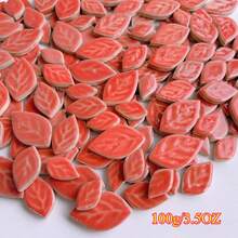 100g Leaf-Shaped Mosaic Ceramic Tiles, Available In Blue/Green/Red, 3 Assorted Sizes, Smooth Surface Easy To Clean, Excellent Material For Handicrafts, Wall, Floor, Stair Decoration And Renovation - Multicolor - View 12