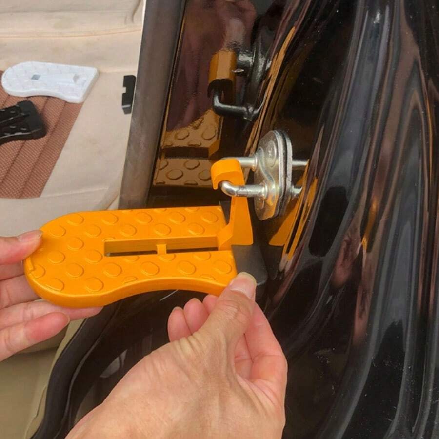 1 件可折叠车门踏板，带安全锤和防滑轮，耐用铝合金，多功能通用踏板，车顶框架挂钩，踏板协助登上车顶 - 彩色 - 查看 1