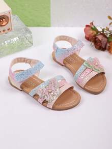 Girls' Colorful Flat Sandals, Contrast Color Design, Summer Roman Shoes For Kids, Suitable For Daily, Vacation, Beach, Back To School, Sandals - Multicolor - View 4