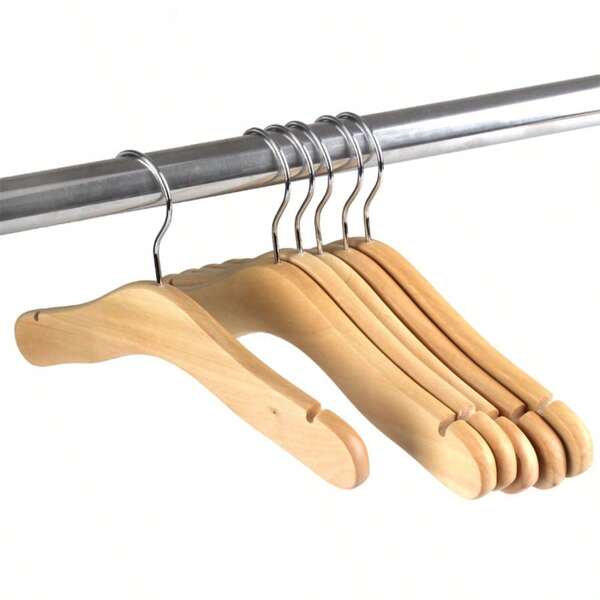 5pcs/2pcs Natural Wood Tone Clothes Hangers, Baby Newborn Wooden Hangers For Kids Pets, 24/27/30cm, Non-Marking Wardrobe Hanger For Nursery, Bedroom, Closet, Retail Store, Kindergarten, Dormitory, Minimalist Design Suitable For All Seasons